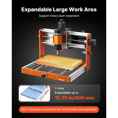 Μηχανή δρομολόγησης CNC VEVOR, άξονας 500W, μηχανή φρεζαρίσματος ξύλου 3 αξόνων, με επιφάνεια εργασίας 300 x 180 x 80 mm, χειριστήριο εκτός σύνδεσης, διακόπτη ορίου, ηλεκτρονικό στοπ, για κοπή ξυλογλυπτικής, ακρυλικού πλαστικού