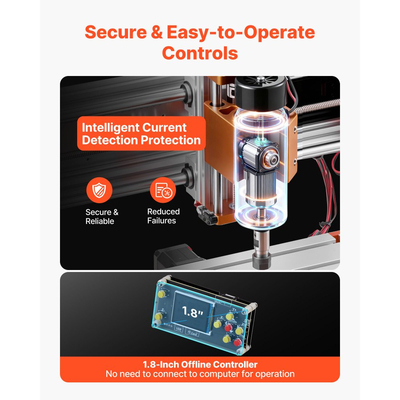 Μηχανή δρομολόγησης CNC VEVOR, άξονας 500W, μηχανή φρεζαρίσματος ξύλου 3 αξόνων, με επιφάνεια εργασίας 300 x 180 x 80 mm, χειριστήριο εκτός σύνδεσης, διακόπτη ορίου, ηλεκτρονικό στοπ, για κοπή ξυλογλυπτικής, ακρυλικού πλαστικού