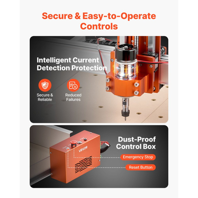 Μηχανή φρεζαρίσματος CNC VEVOR, άξονας 100W, μηχανή φρεζαρίσματος ξύλου 3 αξόνων, με επιφάνεια εργασίας 400 x 400 x 95 mm, γραμμική ράγα, δομή κράματος αλουμινίου, για κοπή ξυλογλυπτικής ακρυλικού πλαστικού