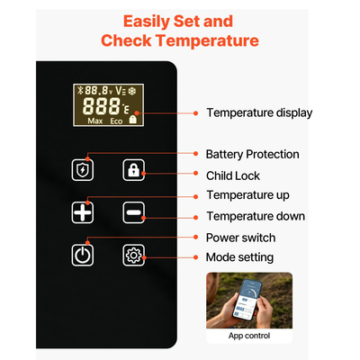 Ψυγείο αυτοκινήτου VEVOR, Ηλεκτρικό ψυγείο με συμπιεστή DC 12/24V AC100-240V, Ψυγείο αυτοκινήτου -20°C έως 20°C με έλεγχο APP, Καταψύκτης αυτοκινήτου 22L για τροχόσπιτα, χώρους κατασκήνωσης, σκάφη, κατασκήνωση, ψάρεμα, Φορητός καταψύκτης 45W