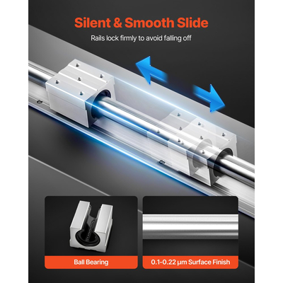 Κιτ γραμμικών ραγών VEVOR, SBR25, 2 τεμάχια γραμμικών ραγών οδηγών κίνησης 1200 mm (47,24 ίντσες) και 4 τεμάχια μπλοκ ολίσθησης ρουλεμάν, πλήρως υποστηριζόμενος άξονας, για κοπή, λείανση, φρεζάρισμα, μηχανές διάτρησης και άλλα