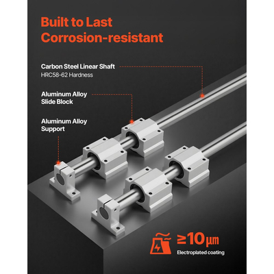 Κιτ γραμμικών ραγών VEVOR, SFC25, 2 τεμάχια γραμμικών οδηγών κίνησης 1000 mm (39,4 ίντσες) και 4 τεμάχια μπλοκ ολίσθησης ρουλεμάν, για ολισθήσεις μηχανής χάραξης DIY, τόρνου, φρέζας, πλάκα λικνίσματος εκπαίδευσης DIY