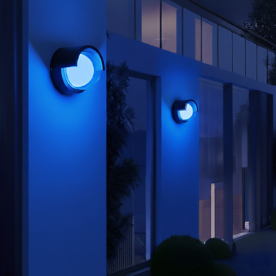 kelvo® NEXA KLV-101-0253 Φωτιστικό Τοίχου / Απλίκα LED 6W 360lm 180° AC 220-240V Αδιάβροχο IP65 Μπλε - Sanan SMD Chip & TÜV SÜD Driver - Μαύρο Ματ - Μ11 x Π9 x Υ11cm - 5 Χρόνια Εγγύηση