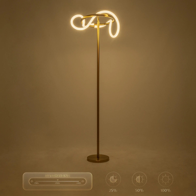 kelvo® GLOW KLV-101-0174 Επιδαπέδιο Φωτιστικό LED 30W 3000lm 360° AC 220-240V IP20 Ρυθμιζόμενο Λευκό CCT με Αφή 2700K/4500K/6000K Dimmable - Lumileds SMD Chip - Χρυσό Πλατίνα - Μ45 x Π45 x Υ160cm - 3 Χρόνια Εγγύηση