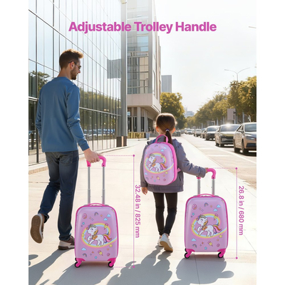 Σετ Παιδικών Αποσκευών VEVOR, 2 Τεμαχίων, Βαλίτσα 45,7 cm με Σκληρές Ρόδες και Σακίδιο Πλάτης με Σκληρό Κέλυφος, Σετ Παιδικών Αποσκευών Unicorn, Δώρο Γενεθλίων για Κορίτσια & Αγόρια, Εγκεκριμένο από Αεροπορική Εταιρεία