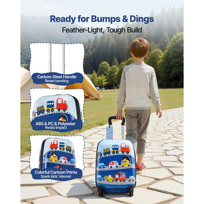 Σετ Παιδικών Αποσκευών VEVOR, 5 Τεμαχίων, Βαλίτσα 45,7 cm με Σκληρές Ρόδες και Σακίδιο Πλάτης & Μαξιλάρι σε σχήμα U, Σετ Παιδικών Αποσκευών Φορτηγού, Δώρο Γενεθλίων για Κορίτσια και Αγόρια, Εγκεκριμένο από Αεροπορική Εταιρεία