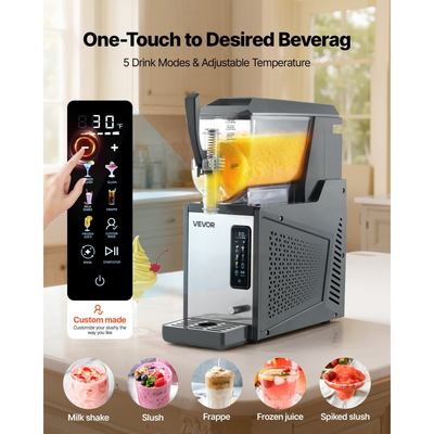 Μηχανή για γλάστρες VEVOR, Μηχανή για γλάστρες 4L/135oz χωρίς πάγο για το σπίτι, Μηχανή για παγωμένα ποτά με μονή δεξαμενή, Μηχανή Margarita με αυτοκαθαρισμό, για παγωμένες Margarita, φραπέ, μιλκσέικ και άλλα