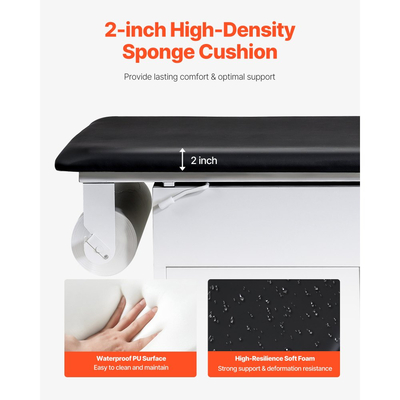 Ιατρικό Εξεταστικό Κρεβάτι VEVOR Pro, Κρεβάτι Ιατρικής Εξέτασης με Ρυθμιζόμενη Πλάτη, Εξεταστικό Κρεβάτι Φυσικοθεραπείας με Κλειδαριές, 2 Συρτάρια, Δοσομετρητής Ρολού Χαρτιού, Σκαμπό & Στήριγμα Ποδιών, Χωρητικότητα 227kg