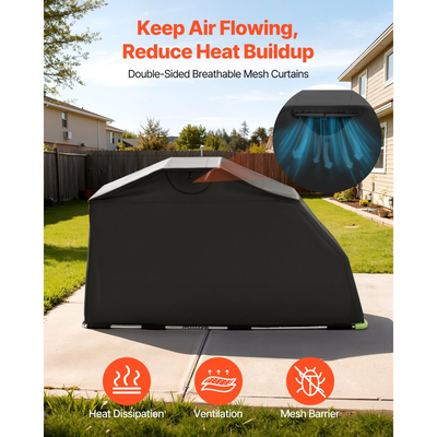 Στέγαστρο αποθήκευσης μοτοσικλέτας VEVOR με κλειδαριά ασφαλείας, σκηνή γκαράζ Oxford Flip-Up 600D, κάλυμμα μοτοσικλέτας βαρέως τύπου για όλες τις καιρικές συνθήκες με παράθυρα εξαερισμού, στέγαστρο οχήματος εξωτερικού χώρου 279x109,5x160 cm, μαύρο