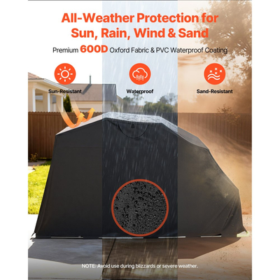 Στέγαστρο αποθήκευσης μοτοσικλέτας VEVOR με κλειδαριά ασφαλείας, σκηνή γκαράζ Oxford Flip-Up 600D, κάλυμμα μοτοσικλέτας βαρέως τύπου για όλες τις καιρικές συνθήκες με παράθυρα εξαερισμού, στέγαστρο οχήματος εξωτερικού χώρου 346x137,5x190 cm, μαύρο