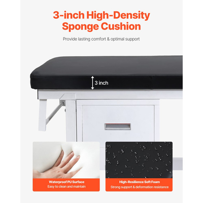 Ιατρικό τραπέζι εξέτασης VEVOR, κρεβάτι εξέτασης και ρυθμιζόμενη πλάτη, τραπέζι εξέτασης φυσικοθεραπείας με συρτάρια, ράφι αποθήκευσης, διανομέας ρολού χαρτιού για κέντρα αποκατάστασης νοσοκομείων και κλινικών, φόρτωση 227kg