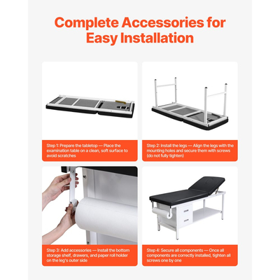 Ιατρικό τραπέζι εξέτασης VEVOR, κρεβάτι εξέτασης και ρυθμιζόμενη πλάτη, τραπέζι εξέτασης φυσικοθεραπείας με συρτάρια, ράφι αποθήκευσης, διανομέας ρολού χαρτιού για κέντρα αποκατάστασης νοσοκομείων και κλινικών, φόρτωση 227kg