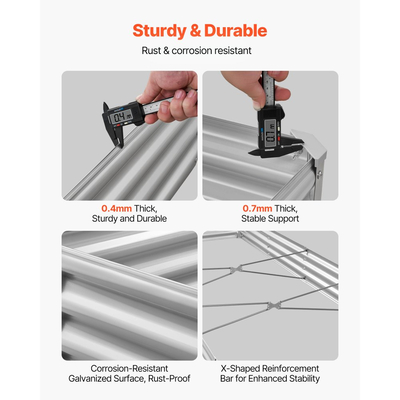 Μεταλλικό υπερυψωμένο παρτέρι VEVOR, εξωτερικό κουτί κήπου Galvalume 3,6 x 1,2 x 0,3 m, ανοιχτού πάτου, μεγάλο υπερυψωμένο παρτέρι για καλλιέργεια λαχανικών, λουλουδιών και παχύφυτων, γαλβανισμένο χρώμα