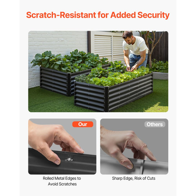 Μεταλλικό υπερυψωμένο παρτέρι VEVOR, γαλβανισμένο κουτί κήπου εξωτερικού χώρου 1,8 x 0,9 x 0,4 m, ανοιχτού πάτου, μεγάλο υπερυψωμένο παρτέρι για καλλιέργεια λαχανικών, λουλουδιών, βοτάνων και παχύφυτων, σκούρο γκρι