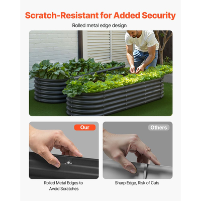 Μεταλλικό υπερυψωμένο παρτέρι VEVOR, 2,0 x 0,6 x 0,4 m οβάλ εξωτερικό κουτί κήπου Galvalume, ανοιχτού πάτου, μεγάλη υπερυψωμένη γλάστρα για καλλιέργεια λαχανικών, λουλουδιών, παχύφυτων, σκούρο γκρι
