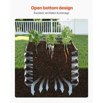 Μεταλλικό υπερυψωμένο παρτέρι VEVOR, 2,0 x 0,6 x 0,4 m οβάλ εξωτερικό κουτί κήπου Galvalume, ανοιχτού πάτου, μεγάλη υπερυψωμένη γλάστρα για καλλιέργεια λαχανικών, λουλουδιών, παχύφυτων, σκούρο γκρι