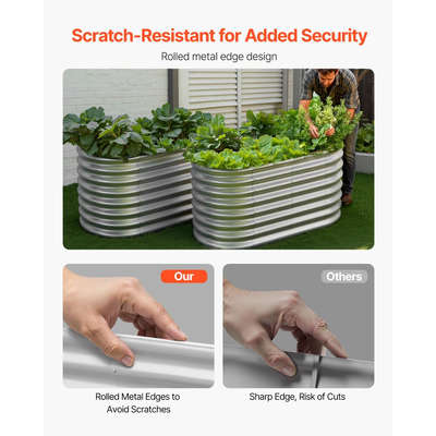 Μεταλλικό υπερυψωμένο παρτέρι VEVOR, 1,2 x 0,6 x 0,6 m οβάλ εξωτερικό κουτί κήπου από γαλβανισμένο σκελετό, ανοιχτού πάτου, μεγάλη υπερυψωμένη γλάστρα για καλλιέργεια λαχανικών, λουλουδιών, παχύφυτων, γαλβανισμένο χρώμα