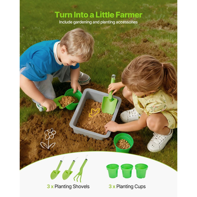 Κουζίνα από λάσπη VEVOR, Κουζίνα από λάσπη εξωτερικού χώρου για παιδιά, Ξύλινες κουζίνες εξωτερικού χώρου με σόμπες, γάντζους, διπλούς νεροχύτες, φτυάρια φύτευσης, σπάτουλες, μαγειρικά σκεύη, γλάστρες και αξεσουάρ, παιχνίδι με νερό και άμμο