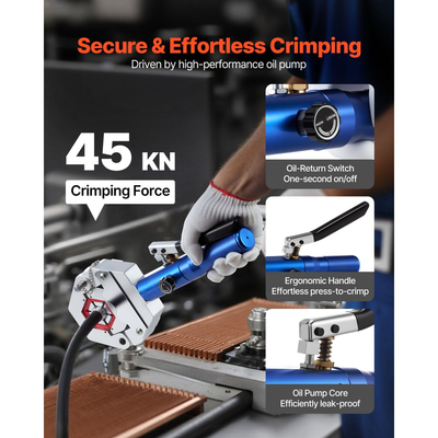 Πρεσαριστός υδραυλικός σωλήνας VEVOR, κιτ πρεσαριστού σωλήνα AC Hydra-Krimp με 7 μήτρες που κουμπώνουν, ενσωματωμένο χειροκίνητο εργαλείο πρεσαριστού υδραυλικού σωλήνα A/C για επισκευές αυτοκινήτων και κλιματιστικών - με θήκη μεταφοράς