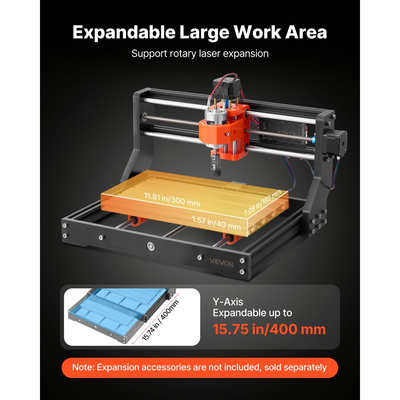 Μηχανή φρεζαρίσματος CNC VEVOR 3018, άξονας 60W, μηχανή φρεζαρίσματος ξύλου 3 αξόνων, με επιφάνεια εργασίας 300 x 180 x 40 mm, χειριστήριο εκτός σύνδεσης, δομή από κράμα αλουμινίου, για κοπή ξυλογλυπτικής ακρυλικού