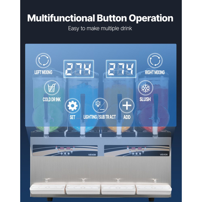Μηχανή για γλάστρες VEVOR, 12L/3.17Gal x 4 δεξαμενές, Επαγγελματική μηχανή γλάστρας, μηχανή παγωμένων ποτών με αυτοκαθαρισμό, μηχανή Margarita για εστιατόρια, μπαρ, πάρτι για γλάστρες, Margaritas, milkshake και άλλα
