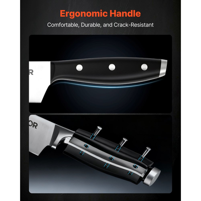 Σετ μαχαιριών κουζίνας VEVOR με μπλοκ και ακονιστήρι, Σετ 15 τεμαχίων από ανοξείδωτο ατσάλι υψηλής περιεκτικότητας σε άνθρακα, μαχαιροπίρουνα κουζίνας με εργονομική λαβή, ράβδο ακονίσματος και ξύλινο μπλοκ υψηλής ποιότητας, για οικιακούς μάγειρες