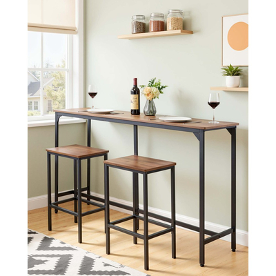 Τραπέζι Μπαρ VEVOR, 1 τεμάχιο τραπέζι μπαρ κουζίνας 1600,2 χιλ., ψηλά τραπέζια τραπεζαρίας με στρογγυλεμένες άκρες, ορθογώνια τραπέζια κουζίνας με ψηλή κορυφή για μπαλκόνι, σαλόνι, ανοιχτό καφέ, μαύρο, εκτεταμένο οριζόντιο σχέδιο