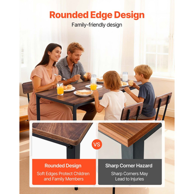 Τραπέζι Μπαρ VEVOR, Σετ 5 τεμαχίων τραπεζιών μπαρ 1193,8 χιλ., Σετ τραπεζιών μπαρ και καρεκλών με στρογγυλεμένες άκρες, Ορθογώνιο τραπέζι μπαρ με τέσσερα σκαμπό για σαλόνι, τραπεζαρία, κουζίνα, χρώμα καρυδιάς, μαύρο