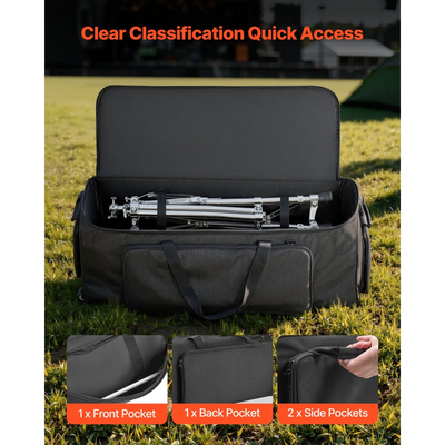 Τσάντα μεταφοράς εξοπλισμού τυμπάνων VEVOR με ρόδες, 1680D, τσάντα μεταφοράς εξοπλισμού σετ τυμπάνων, θήκη μεταφοράς με στιβαρή λαβή, ανθεκτικό φερμουάρ, λείες ρόδες PVC, πολλαπλές τσέπες, για αξεσουάρ υλικού και βάσης, μαύρη
