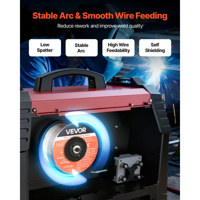 Σύρμα συγκόλλησης MIG VEVOR με πυρήνα ροής, E71T-GS 0,8mm 0,9kg, σύρμα συγκόλλησης από μαλακό χάλυβα χωρίς αέριο με χαμηλό πιτσίλισμα για συγκόλληση τόξου σε όλες τις θέσεις, αυτοθωρακισμένο για εξωτερική χρήση (συσκευασία 3 ρολών)