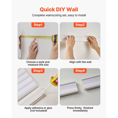 Κιτ επένδυσης τοίχου VEVOR, πάνελ επένδυσης τοίχου, ελαφρύ βαφόμενο πολυστυρένιο, εύκολο στην εγκατάσταση, φαρδύ & στενό διακοσμητικό τοίχου για εσωτερική διακόσμηση σαλονιού, υπνοδωματίου, σπιτιού, λευκό (197 x 98 cm)
