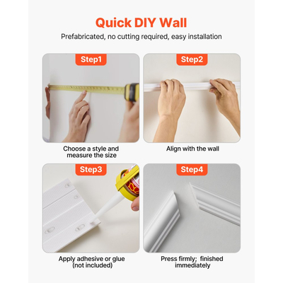 Πακέτο 3 πάνελ επένδυσης τοίχου VEVOR, σετ πάνελ επένδυσης τοίχου, ελαφρύ βαφόμενο πολυστυρένιο, εύκολο στην εγκατάσταση, αδιάβροχο διακοσμητικό τοίχου για εσωτερική διακόσμηση σαλονιού, υπνοδωματίου, λευκό (61x137 + 61x61 cm)