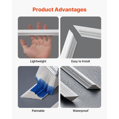 Πακέτο 3 πάνελ επένδυσης τοίχου VEVOR, σετ πάνελ επένδυσης τοίχου, ελαφρύ βαφόμενο πολυστυρένιο, εύκολο στην εγκατάσταση, αδιάβροχο διακοσμητικό φαρδύ προφίλ για εσωτερικό σαλόνι, υπνοδωμάτιο, λευκό (61x137 + 61x61 cm)