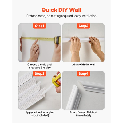 Πακέτο 3 πάνελ επένδυσης τοίχου VEVOR, σετ πάνελ επένδυσης τοίχου, ελαφρύ βαφόμενο πολυστυρένιο, εύκολο στην εγκατάσταση, αδιάβροχο διακοσμητικό φαρδύ προφίλ για εσωτερικό σαλόνι, υπνοδωμάτιο, λευκό (61x137 + 61x61 cm)