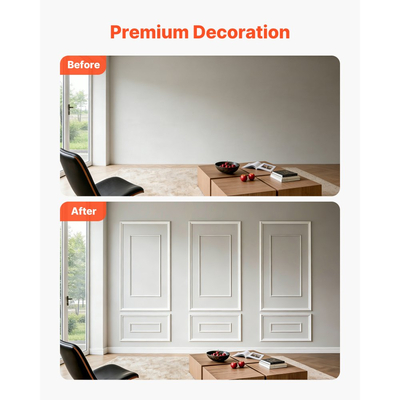 Πακέτο 3 πάνελ επένδυσης τοίχου VEVOR, σετ πάνελ επένδυσης τοίχου με διπλό φαρδύ και στενό προφίλ, ελαφρύ βαφόμενο πολυστυρένιο, εύκολη στην εγκατάσταση διακοσμητική επένδυση τοίχου για εσωτερικό σαλόνι, υπνοδωμάτιο, λευκό