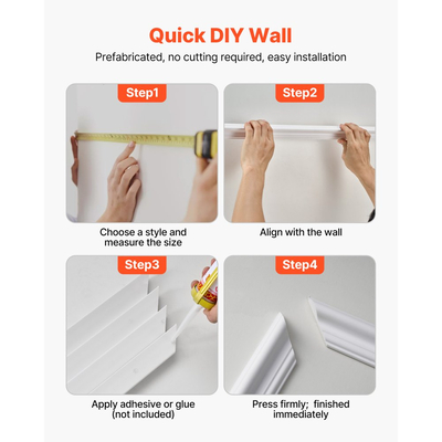 Πακέτο 3 πάνελ επένδυσης τοίχου VEVOR, σετ πάνελ επένδυσης τοίχου με διπλό φαρδύ και στενό προφίλ, ελαφρύ βαφόμενο πολυστυρένιο, εύκολη στην εγκατάσταση διακοσμητική επένδυση τοίχου για εσωτερικό σαλόνι, υπνοδωμάτιο, λευκό