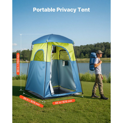 Σκηνή ντους VEVOR για κάμπινγκ, 1 δωμάτιο, φορητή σκηνή απορρήτου με αποδυτήριο με τσάντα ντους, πασσάλους εδάφους, σχοινιά, τσάντα μεταφοράς και στύλους στήριξης, ύφασμα Oxford 150D με επίστρωση αργύρου, για κάμπινγκ, ψάρεμα