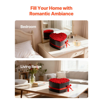 VEVOR Forever Flowers, 50 Διατηρημένα Τριαντάφυλλα σε Κουτί σε Σχήμα Καρδιάς, Αθάνατη Μπουκέτο Αιώνιων Λουλουδιών Δώρο Γενεθλίων για Παράδοση Prime Women, Σύζυγος, Μητέρες, Επέτειος, Ημέρα του Αγίου Βαλεντίνου, Χριστούγεννα, Κόκκινο