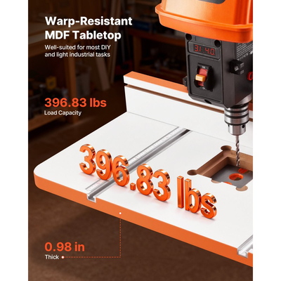 Τραπέζι πρέσας τρυπανιού VEVOR, 605 x 300 mm, Τραπέζι εργασίας με ρυθμιζόμενο φράχτη και μπλοκ στοπ, εξαιρετικά συμβατές υποδοχές σε σχήμα Τ, επιφάνεια τραπεζιού από MDF, ενσωματωμένη ζυγαριά, υποστήριξη πολλαπλών σφιγκτήρων και μεγκενών, για πρέσες τρυπανιού