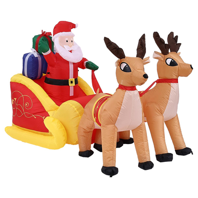 VenCore 8979-10005 - Santa Claus With Sleigh and Reindeers 1.8m - Χριστουγεννιάτικη Φιγούρα Φουσκωτή Αγιου Βασίλη με Σκύλο και Δεντρο Εξωτερικού Χώρου 1.8m Ύψος - Αυτόματο Φούσκωμα - Φωτιζόμενη