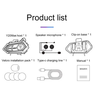 Ασύρματη ενδοεπικοινωνία κράνους μοτοσυκλέτας - Bluetooth - Y20-MAX - 811689