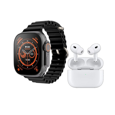Σετ Smartwatch με ασύρματα ακουστικά Bluetooth & 7 λουράκια - T1000 UItra Max - 814123 - Black