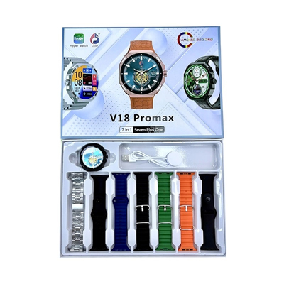 Σετ Smartwatch με 7 λουράκια - V18 Pro Max - 814116 - Black