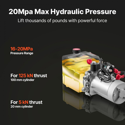 Υδραυλική μονάδα ισχύος VEVOR 4 L, αντλία ρυμούλκησης απλής ενέργειας, μέγιστη πίεση εκτόνωσης 22 MPa και ρυθμός ροής 3,4 L/min, υδραυλική αντλία DC 12V με μεταλλική δεξαμενή για ανύψωση ρυμούλκας και αυτοκινήτου