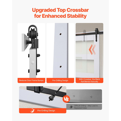 Συρόμενη Πόρτα Αχυρώνα VEVOR, 1067 x 2134mm, Πάνελ και Γυαλί Υψηλής Αντοχής από MDF, Πόρτα Αχυρώνα με Κιτ Μηχανισμών, Αδιάβροχη Επιφάνεια PVC, Εύκολη Εγκατάσταση, Πλαίσιο H, Ομαλά και Αθόρυβα Συρόμενη για Σαλόνι