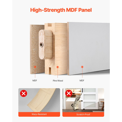 Συρόμενη Πόρτα Αχυρώνα VEVOR, 813 x 2134mm, Πάνελ και Γυαλί Υψηλής Αντοχής από MDF, Πόρτα Αχυρώνα με Κιτ Μηχανισμών, Αδιάβροχη Επιφάνεια PVC, Εύκολη Εγκατάσταση, Πλαίσιο H, Ομαλά και Αθόρυβα Συρόμενη για Σαλόνι