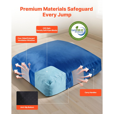 VEVOR Crash Pad, Παιδικό μαξιλάρι αισθήσεων 1500 x 1500 mm με μπλοκ αφρού και πλενόμενο κάλυμμα, Γιγαντιαίο μαξιλάρι μεγάλης ζώνης προσγείωσης από μαλακό αφρό, Εξοπλισμός αισθητηριακού δωματίου για παιδιά που πηδούν, χαλαρώνουν, παίζουν