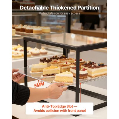 Βιτρίνα αρτοποιίας VEVOR, 2 επιπέδων επαγγελματική βιτρίνα ζαχαροπλαστικής για τον πάγκο εργασίας, διαφανές ακρυλικό κουτί ψωμιού για την κουζίνα, ντουλάπι κέικ για πάρτι με συρόμενη πόρτα για ντόνατ μπισκότων και επιδόρπιο, 550 x 385 x 390 mm