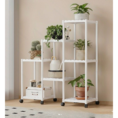 Διακοσμητική τροχήλατη ραφιέρα δαπέδου με 7 ράφια - YH9628-2A - 114128 - White