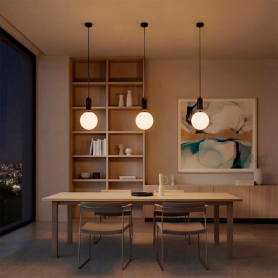 kelvo® ESTETICO KLV-101-0379 Κρεμαστό Φωτιστικό Οροφής για Λάμπα με Ντουί E27 AC 220-240V IP20 - Μαύρο Ματ & Λευκό - Μ20 x Π20 x Υ38cm